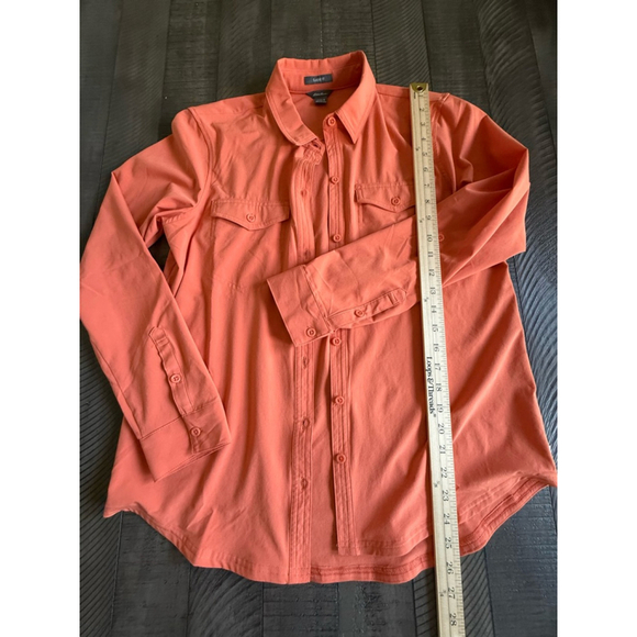 Eddie Bauer Soft Stretch Button Down Shirt SM Melon Long Sleeve - Picture 6 of 7
